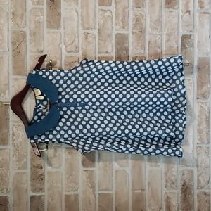 Peter Pan Collar Blue & White Polka Dot Shirt